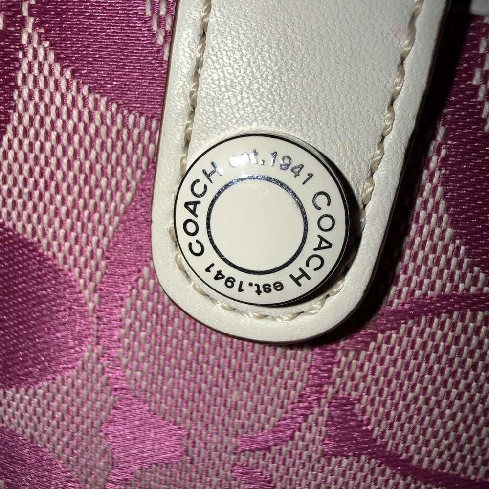 Vintage Coach Pink Canvas White Leather Planner Agenda Notebook Cover Y2K NWT - Picture 7 of 13